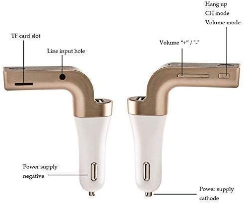 Car G7 LCD Bluetooth Car Charger FM Kit | MP3 Transmitter with USB & TF Card Slot | Hands-Free Calling | Compatible with All Android & iOS Devices | Golden Image
