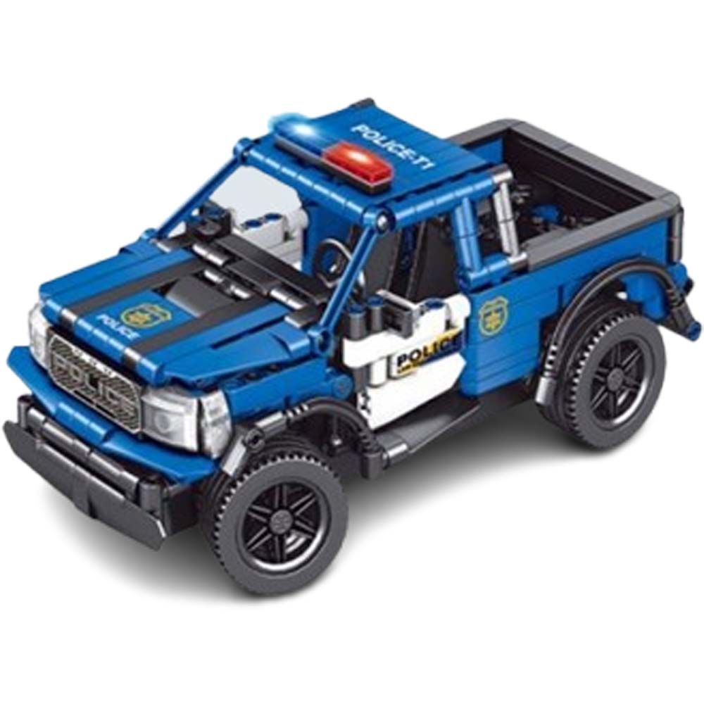 Block RC Police Ford Raptor. 1:16 scale remote-controlled technic racing car for building & high-speed action. Off-road model. Image