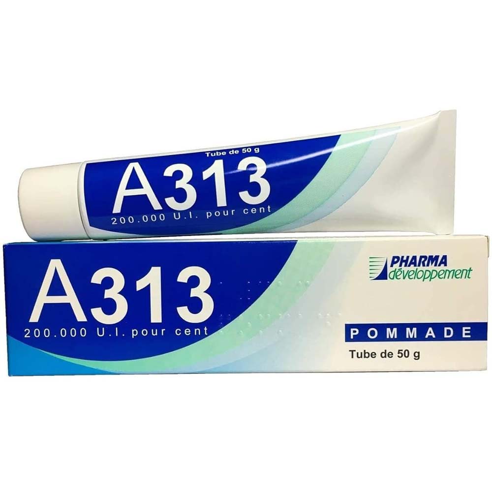 A313 Vitamin A Pommade. French pharmaceutical retinoid ointment for anti-aging, wrinkles & skin renewal. 50g tube. Image