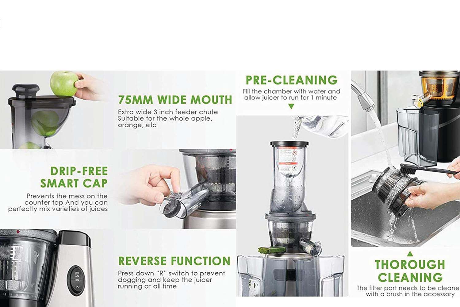 Cold Pressed Whole Slow Juicer Machine | 48 RPM Slow Pressed Juicer | 240-Watt Powerful Motor for All Fruits and Vegetables Image