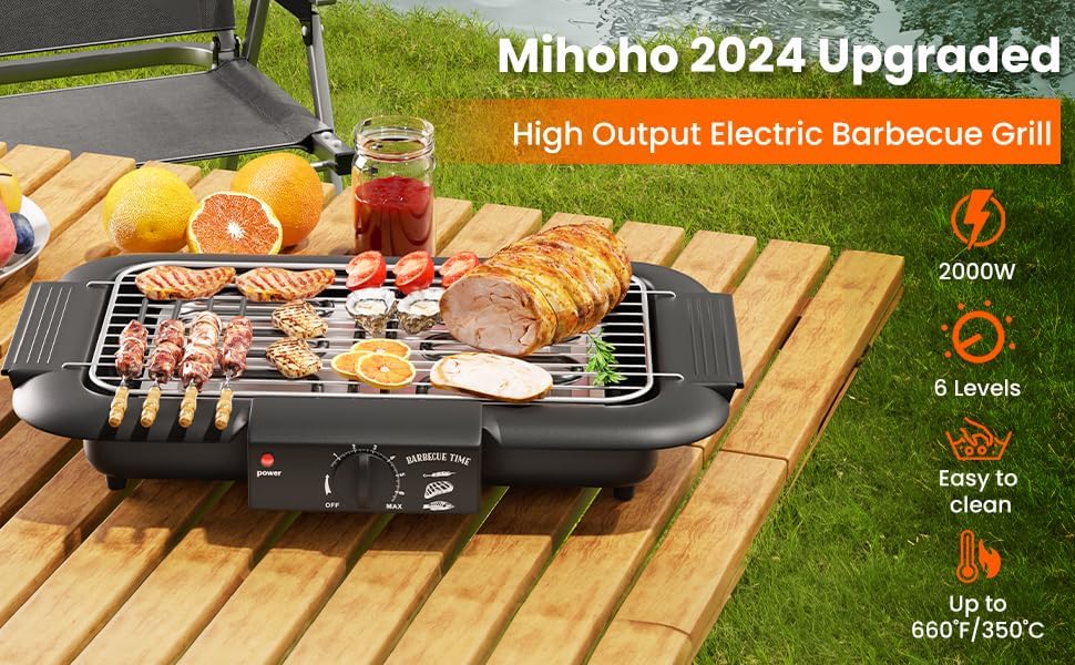 Smokeless Indoor/Outdoor Electric Grill | Portable Tabletop Grill with Adjustable Settings for Kitchen & BBQ | Perfect for Year-Round Grilling Image