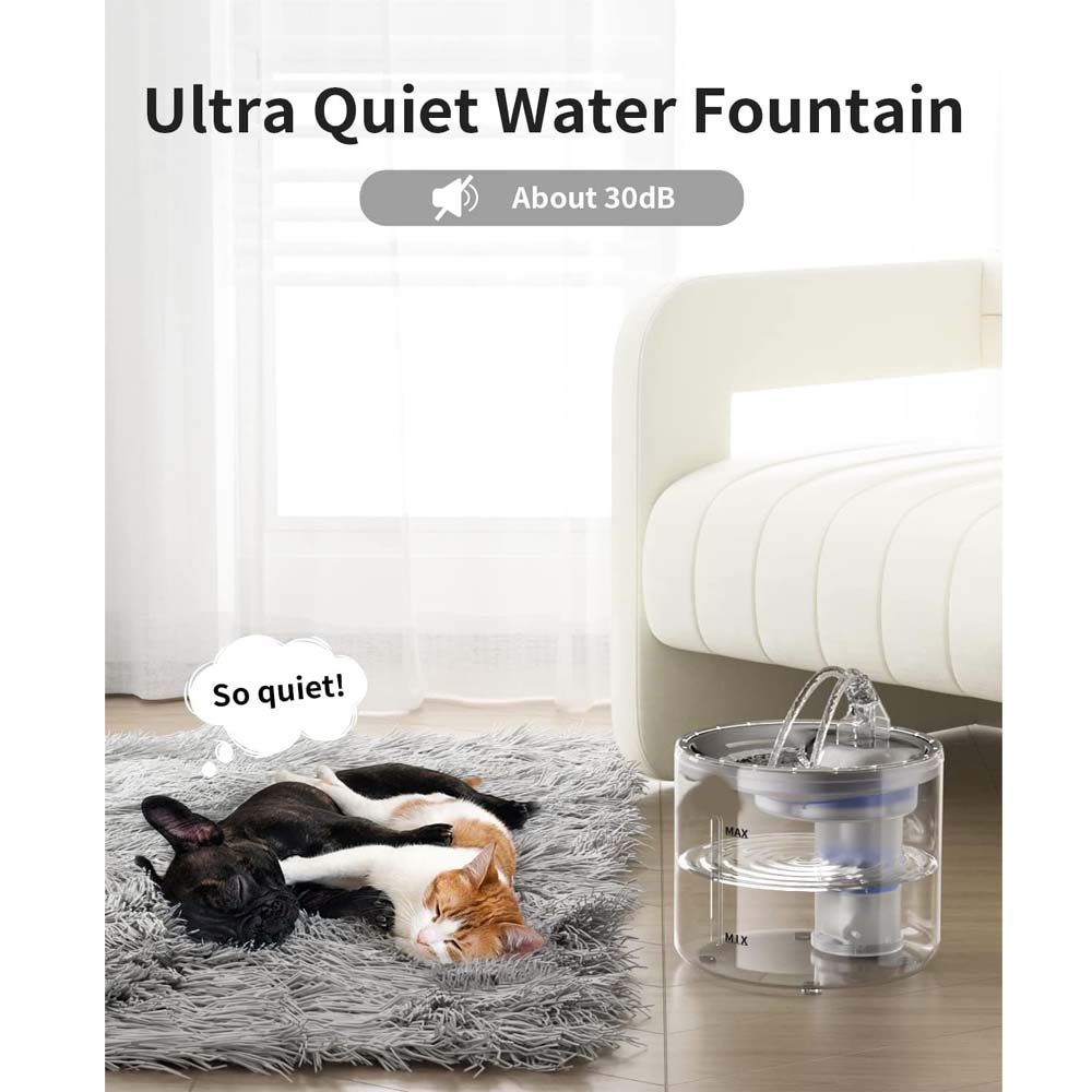 Pet Water Fountain - Automatic Cat & Dog Water Dispenser with Filters, Ultra-Quiet & Transparent Design Image