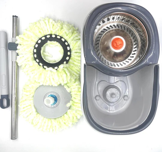 Clean Smart Spin Mop Twin Split Bucket | 360 Wet & Dry Spin Floor Mop with Disinfectant Bottle & 2 Mop Pads | Hygienic Space-Saving Cleaning Tool for Home & Office Image