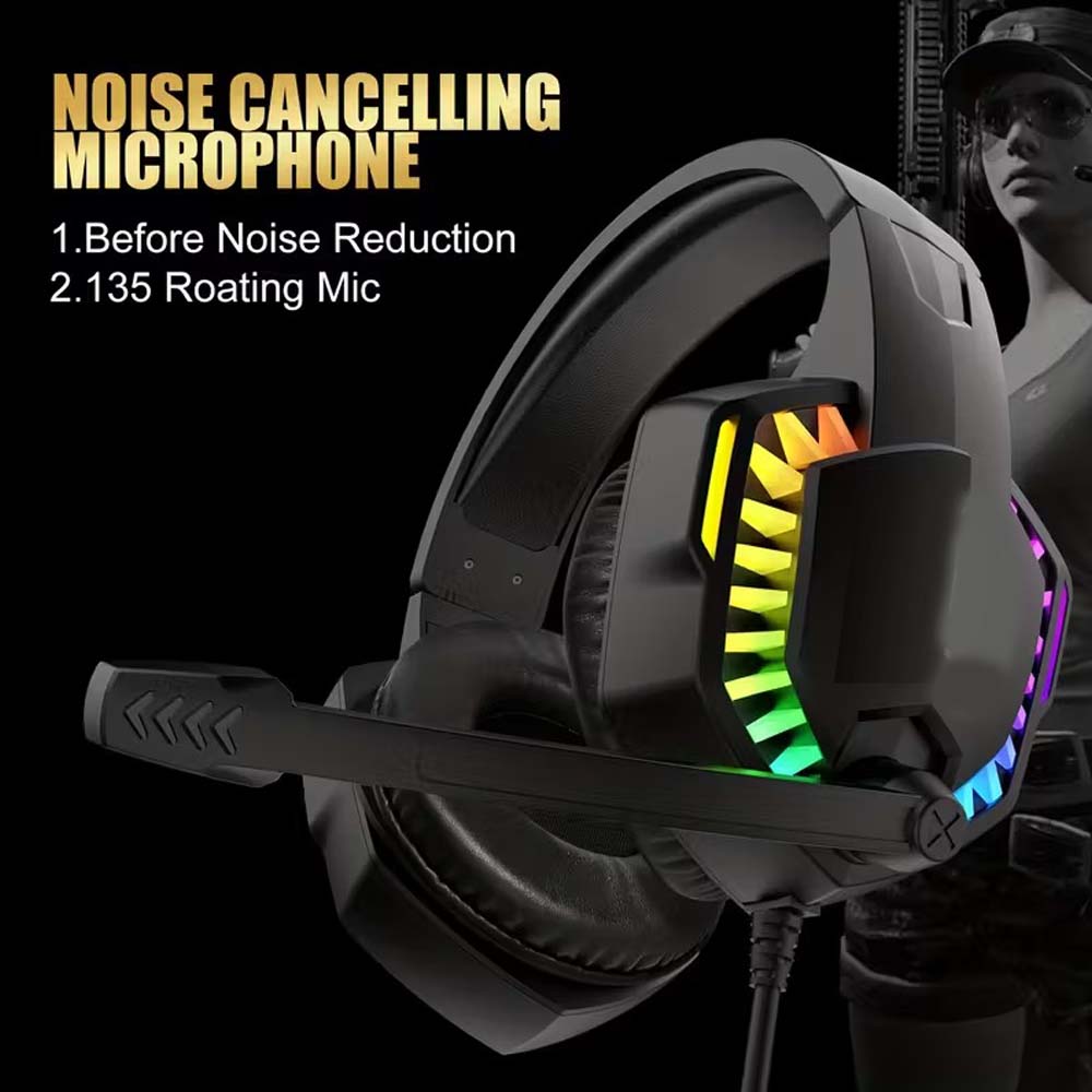 4-in-1 Gaming Combo: Wired Keyboard, Mouse, Headset & Mouse Pad. Rainbow LED backlit for PC, PS4, Xbox. Complete gaming setup. Image