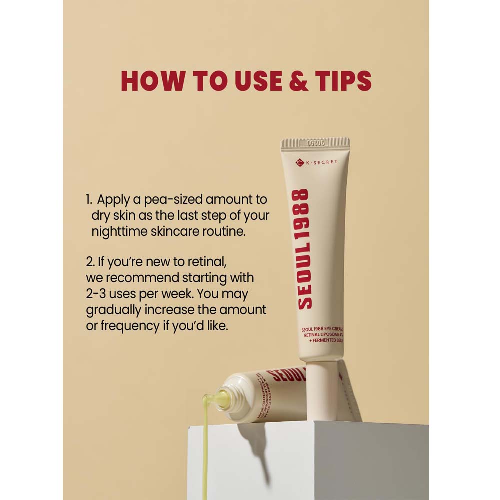 KSECRET SEOUL 1988 Eye Cream – Retinal Liposome 4% + Fermented Bean, Anti-Aging Wrinkle Care, Improves Elasticity & Pigmentation, 30ml / 1.01 fl.oz Image