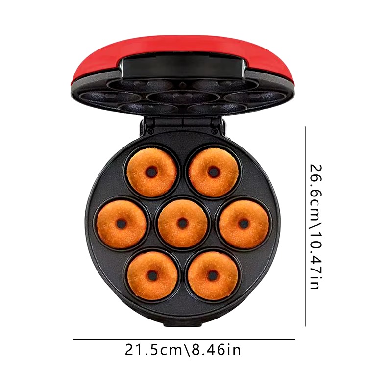 Household Electric Donut Maker - Double-Sided Heating Donut & Bread Machine, Cake Baking Pan, Non-Stick Breakfast Maker Oven for Homemade Donuts, Cakes, and Mini Bread - Easy-to-Use, Compact & Fast Heating, Ideal for Breakfast and Snacks Image