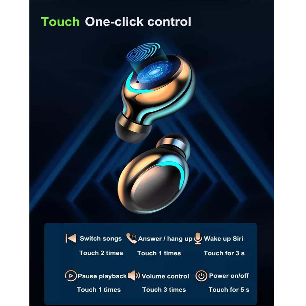 F9-5 Bluetooth Earbuds with 3500mAh Power Bank - 8D HiFi Stereo, Waterproof Wireless Headphones with LED Display Compitable for iPhone/Android/PC Image