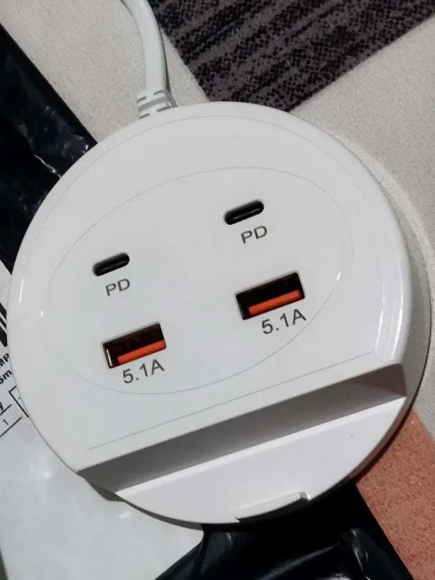 Quick Charge 5.1A Charger with Dual PD+USB Ports - Universal Multi-Port Charging Station with Mobile Phone Holder | 5V/5.1A Multi-U Port Charger for Fast, Convenient Charging | Compatible with All Mobile Phones Image