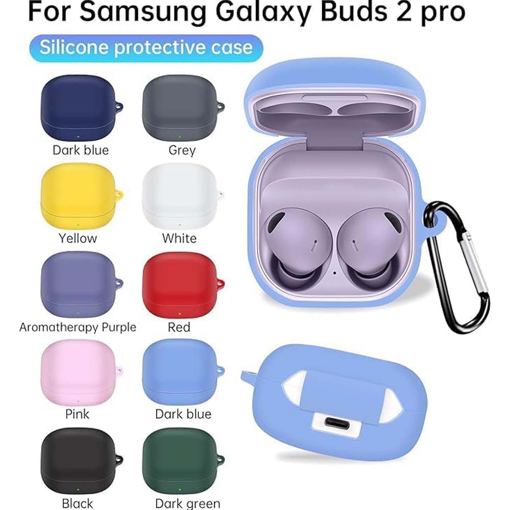 Silicone Case Compitable for Samsung Galaxy Buds 2 Pro/2/Pro/Live - Shockproof Protective Cover with Keychain for Earbuds, Durable & Stylish (Multi) Image