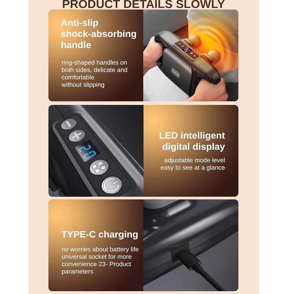 4-Head Massage Gun Deep Tissue - 20 Intensities & 6 Modes, Muscle Massager for Back, Neck, Shoulder, Leg & Body Pain Relief Image