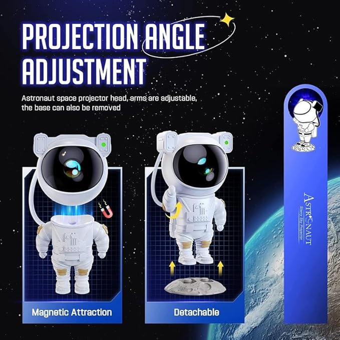 Astronaut Galaxy Star Projector Night Light | Astronaut LED Lamp with Timer & Remote | Starry Nebula Ceiling Projection | Aesthetic Room Decor for Gaming Room & Home Theater Image