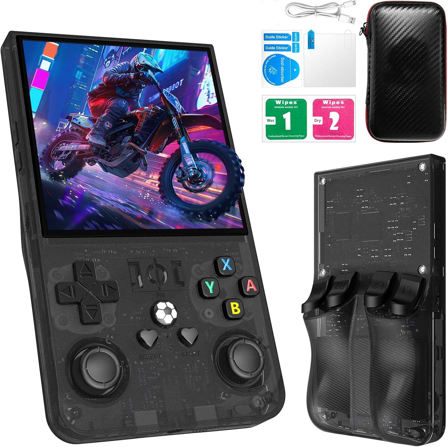 R36MAX Retro Handheld Console - 64GB/22,000 Games, 4" 4K IPS Screen, Open Source Linux System, Portable Classic Gaming (Multi-Colour) Image