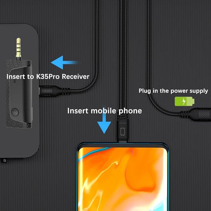 K35 Pro Wireless Lavalier Microphone (2023-24) – Dual-Mic System with Noise Reduction & 3.5mm AUX Compatibility Image