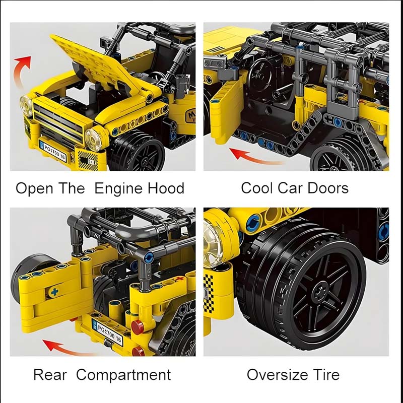 Come Alive 1:16 Scale RC Land Defender Rover. 446-piece DIY building kit with remote control. STEM engineering toy for kids. Image