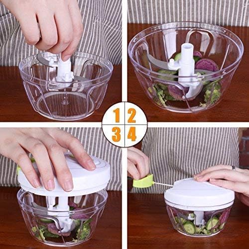 Easy Spin Cutter Hand Chopper | The Ultimate Onion, Garlic, and Vegetable Cutter | Effortless Manual Food Chopper for Quick and Easy Meal Prep Image