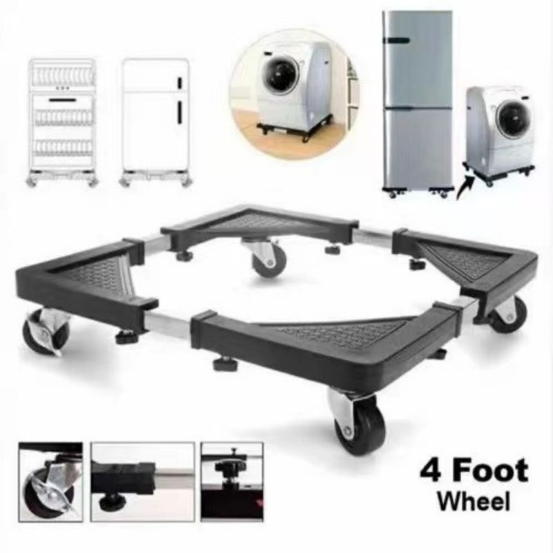 Adjustable Appliance Trolley with Wheels - Universal Stand for Refrigerator, Dishwasher, Air Cooler - Front & Top Load Support Image