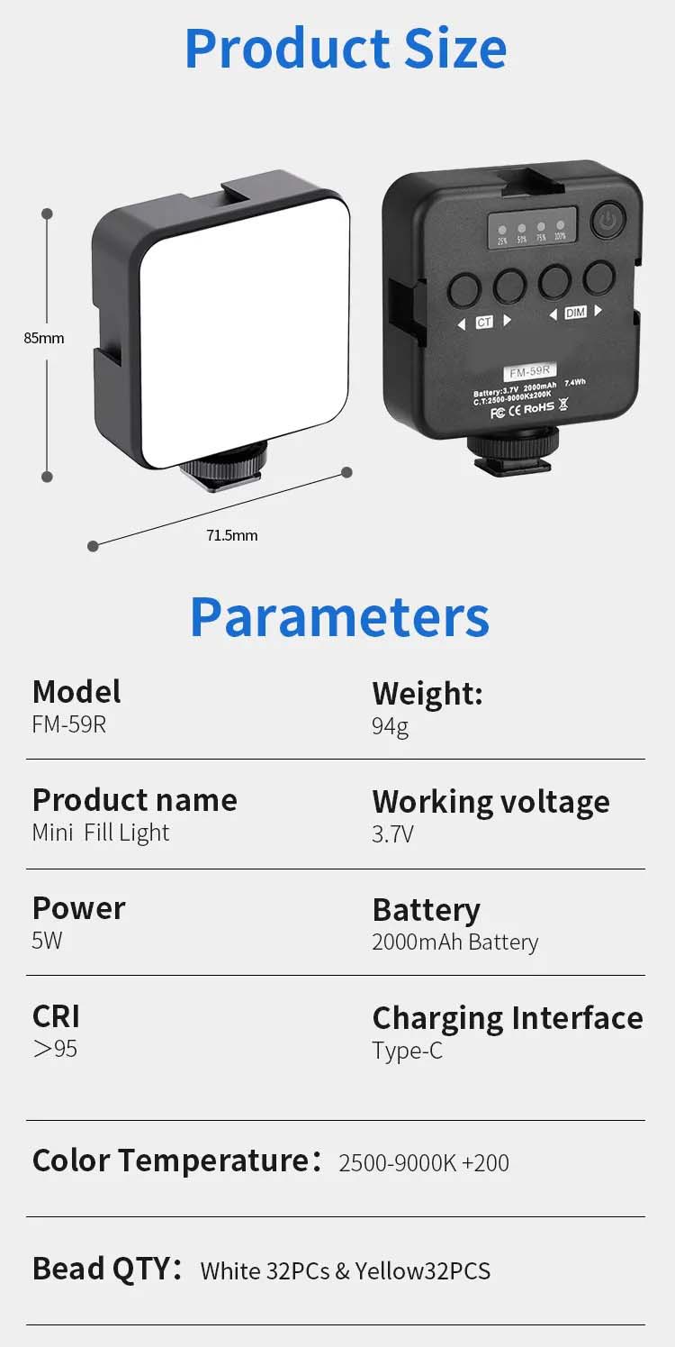 FM-59R Rechargeable Mini LED Light – Portable and Versatile Lighting Solution Image