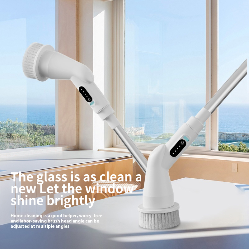 Cordless Electric Spin Scrubber - 7 Replaceable Brushes for Shower, Tub & Tile Cleaning, Baby-Safe Plastic Material Image