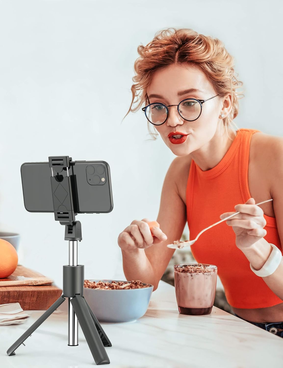 3-in-1 Bluetooth Selfie Stick Tripod Monopod with Remote Control, Telescopic Selfie Stick with Aluminum Alloy Material, Portable & Lightweight, Compatible with iPhone & Android Smartphones - Ideal for Travel, Parties, Weddings, and Group Photos Image