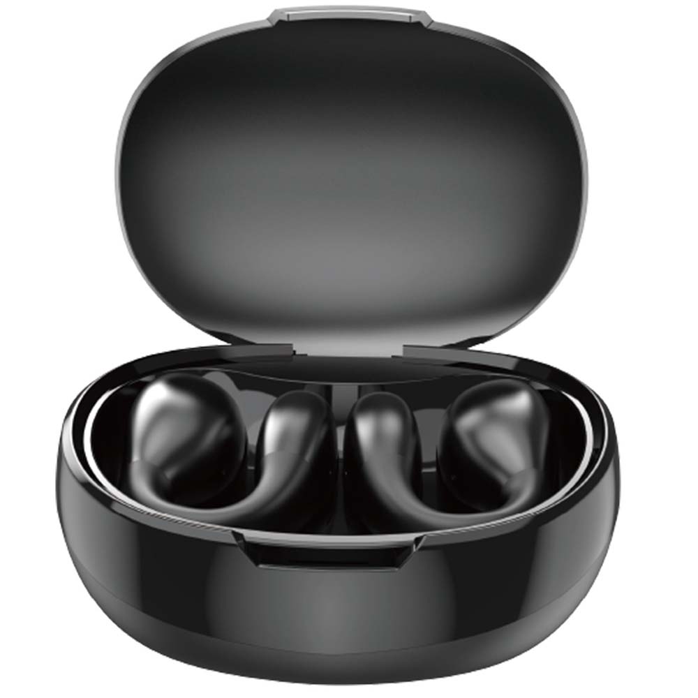 U-20 Open Ear Ring Headphones - Bluetooth 5.4 Clip-On OWS Earphones, 30H Battery, Noise-Cancelling, 4.9g Lightweight (Black) Image
