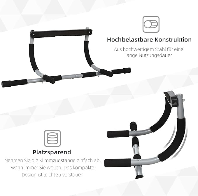 Multifunctional Door Pull-Up Bar | Steel and Foam Training Bracket for Home Workouts | Black and Grey Image