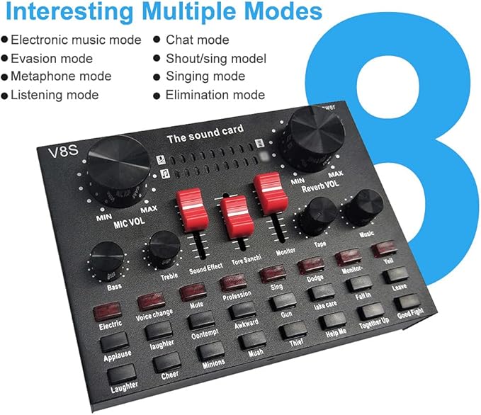 V8S Live Streaming Sound Adapter – Multi-Function High Sound Quality Phone Lap Microphone Compatible Adapter Image