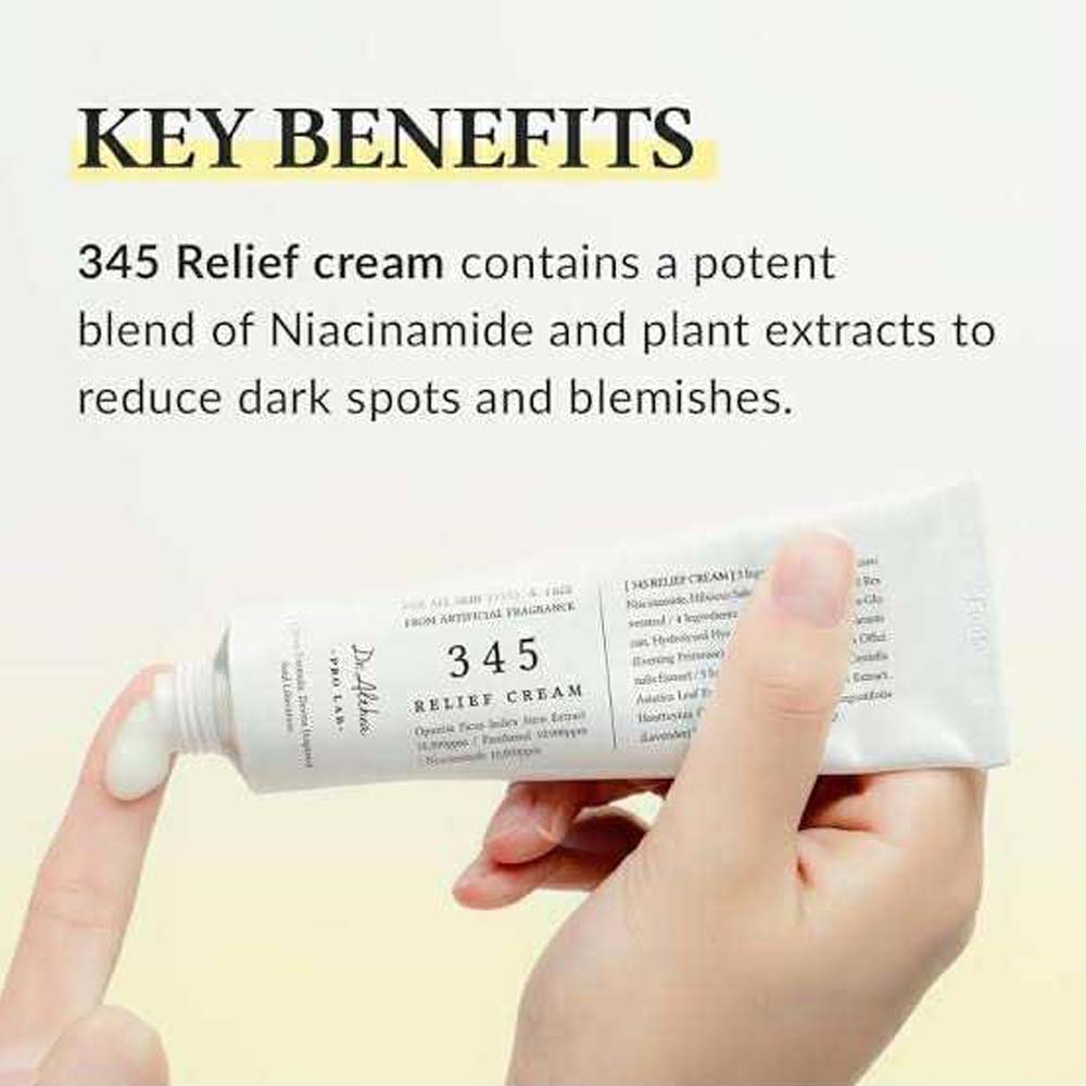 345 Relief Cream - Daily Face Moisturizer with Niacinamide & Panthenol, Soothing Blemish Care, Vegan Korean Skincare, 1.69oz Image