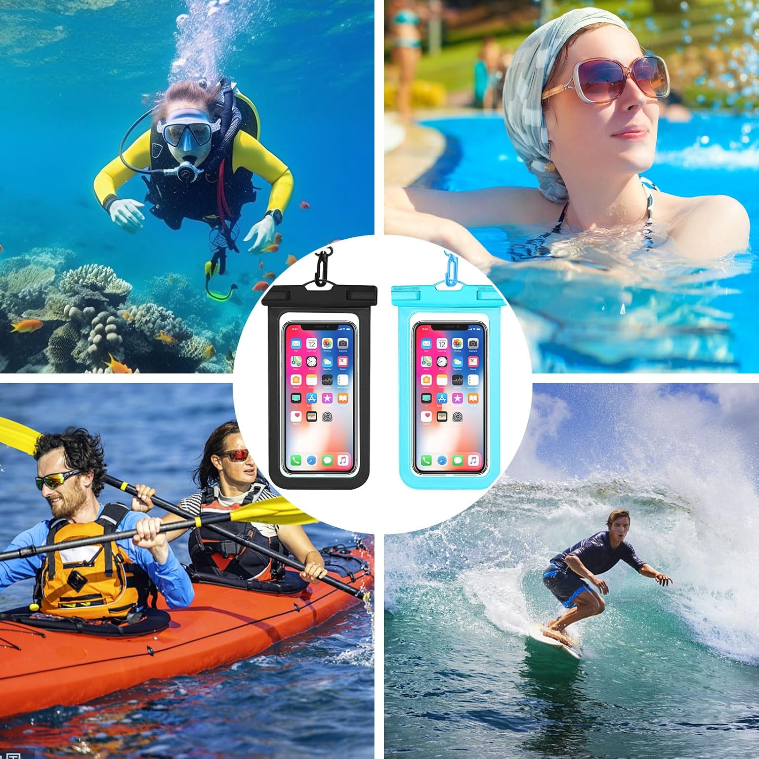 Waterproof Phone Pouch, IPX8 Waterproof Cell Phone Case for All Mobile Phones, Essential Dry Bag with Touchscreen-Friendly Design for Beach, Cruise, Swimming, and Outdoor Activities Image