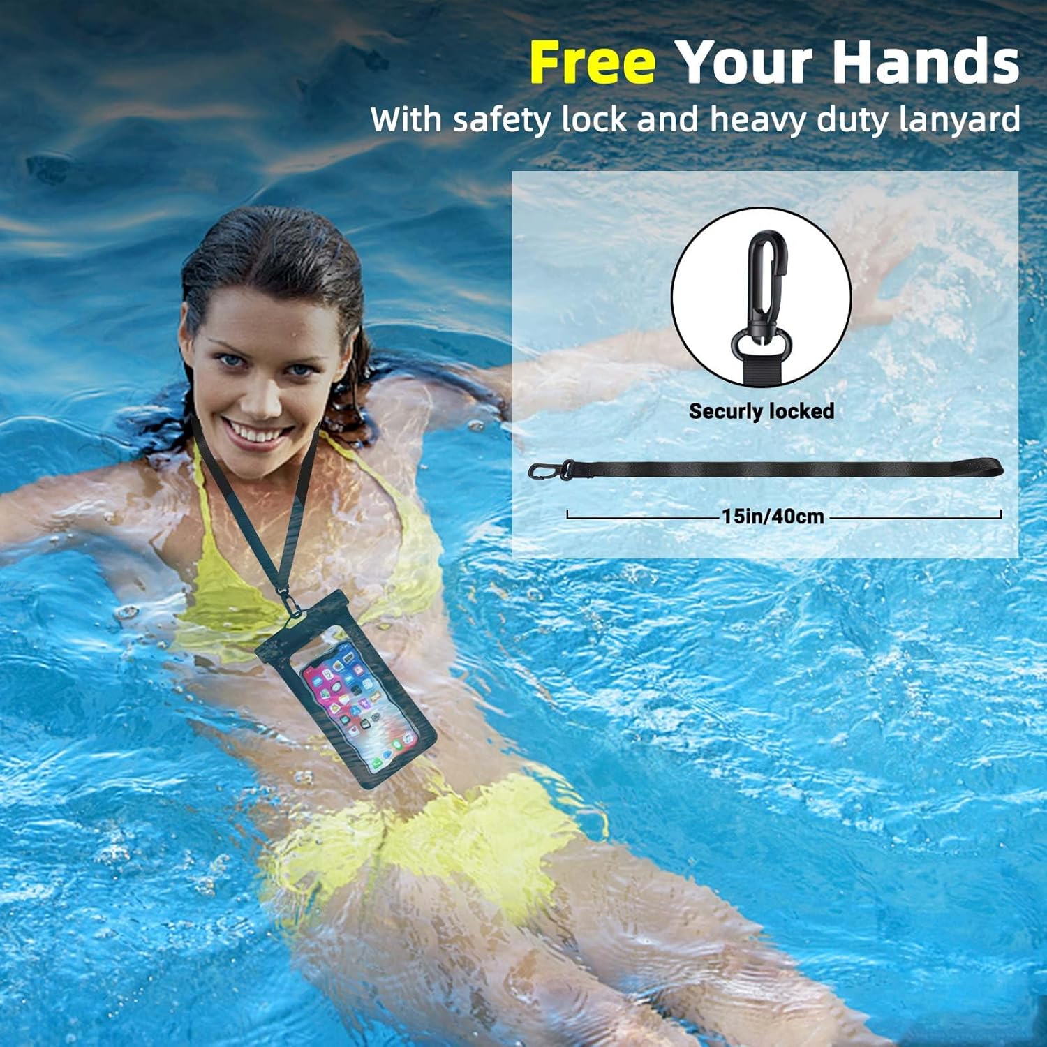 Waterproof Phone Pouch, IPX8 Waterproof Cell Phone Case for All Mobile Phones, Essential Dry Bag with Touchscreen-Friendly Design for Beach, Cruise, Swimming, and Outdoor Activities Image