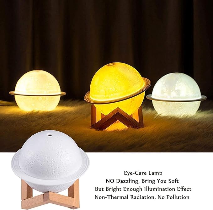 Table Desk Oil Diffuser Aroma Air Humidifier | LED Night Light with Moon Planet Design | Perfect for Living Room and Bedroom Image