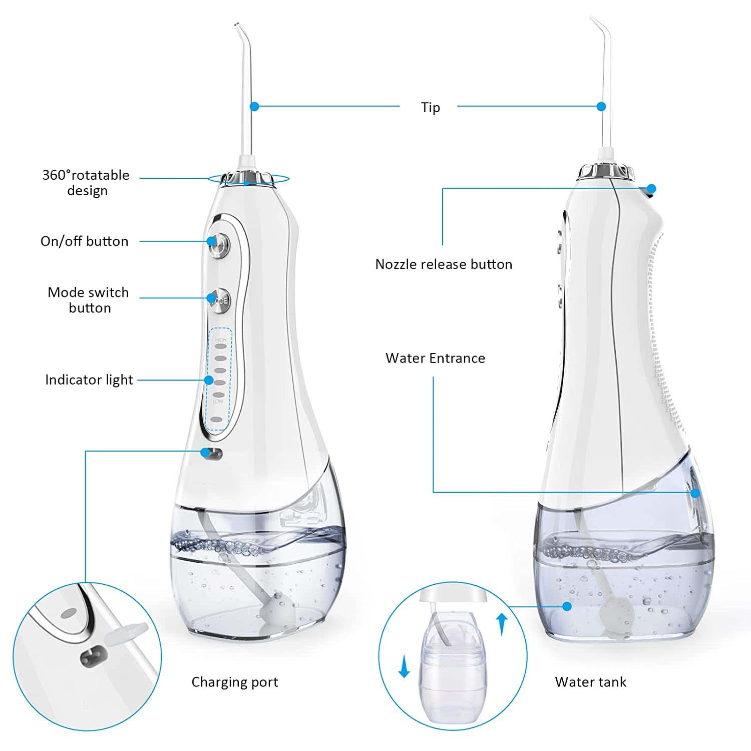 Portable Dental Water Flosser | 300ml White Edition | Advanced Oral Care Image