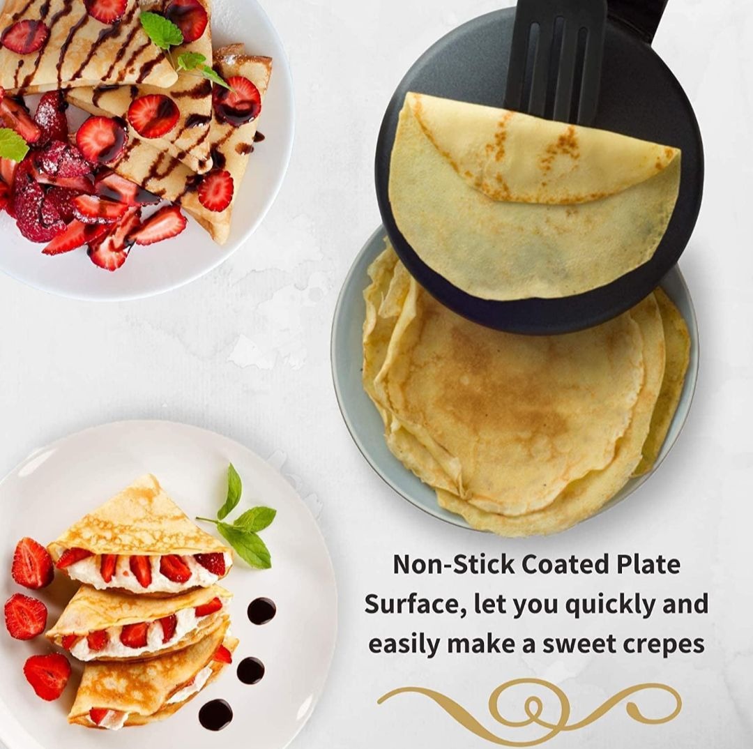Electric Pancake & Crepe Maker with Auto Power-Off | Non-Stick Hot Plate Cooktop with Automatic Temperature Control | Perfect for Pancakes, Crepes, Omelets, and More Image