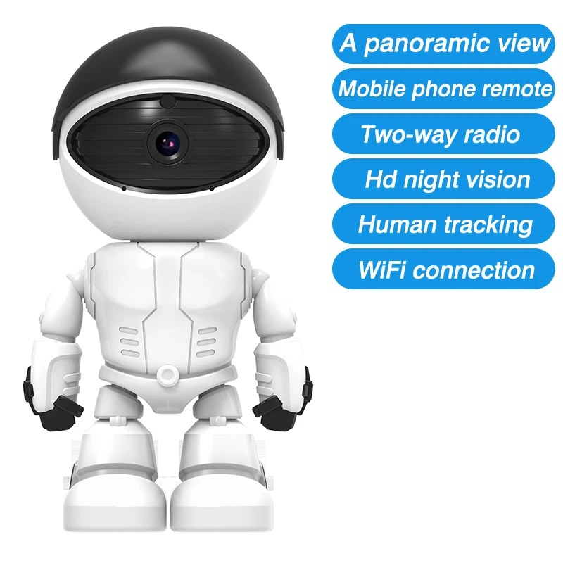 1080P Robot Camera – 360° IP Security Camera with APP WiFi, Night Vision, Auto Tracking, and Baby Monitor Features Image