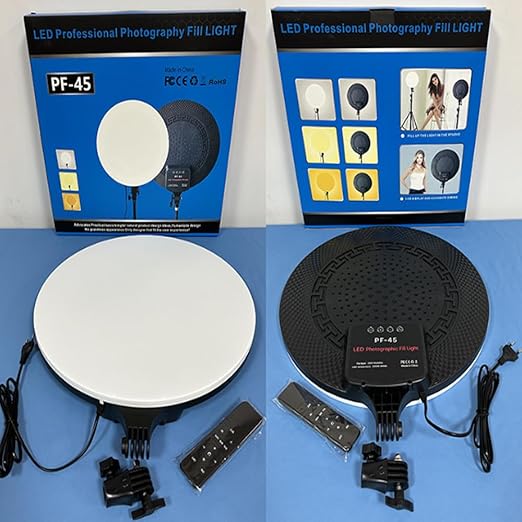 PF-45 Photography Light: 18-inch 60W High Brightness Circular Fill Light for Professional Streaming and Beauty Enhancements Image