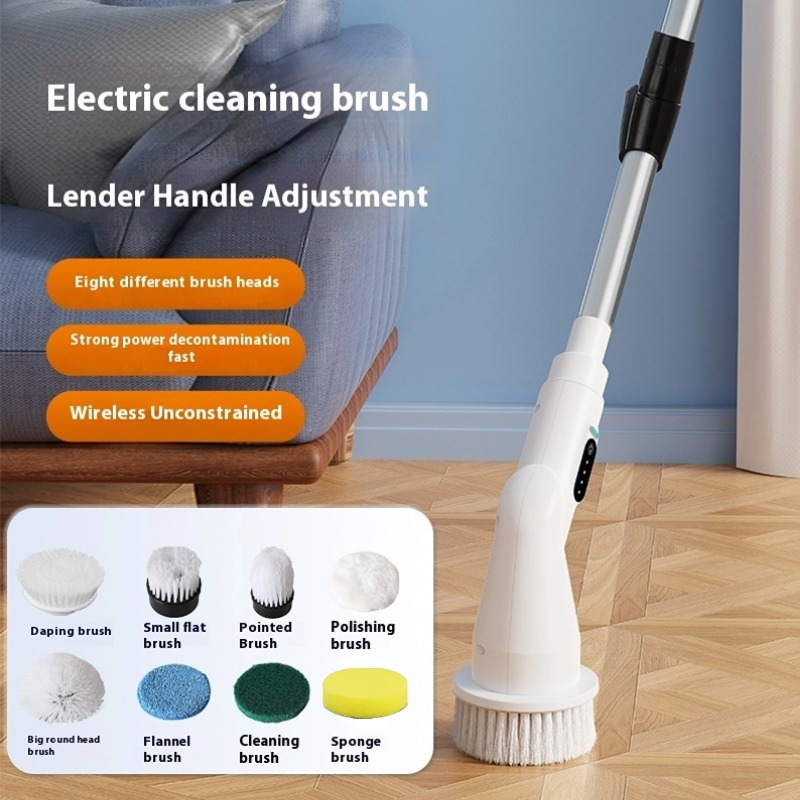Cordless Electric Spin Scrubber - 7 Replaceable Brushes for Shower, Tub & Tile Cleaning, Baby-Safe Plastic Material Image