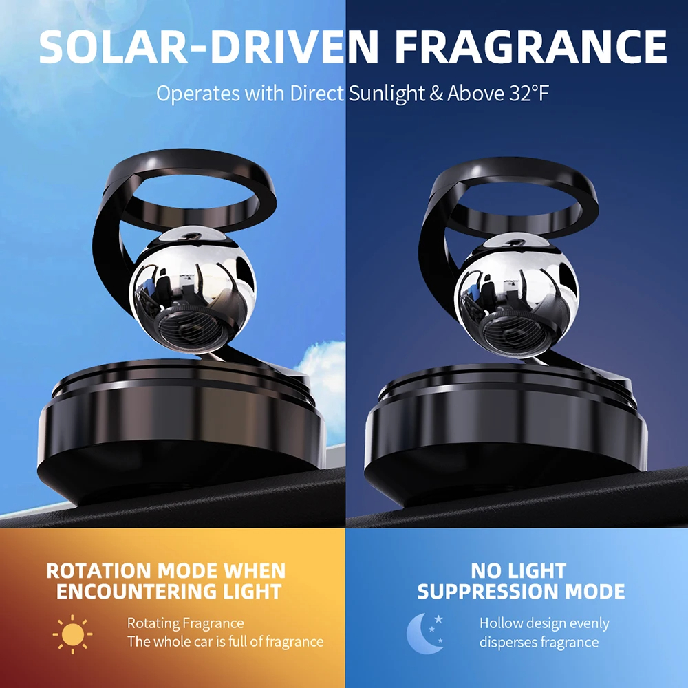 Solar Car Air Freshener - Rotating Fragrance Diffuser, Auto Deodorizer & Decorative Ornament Image