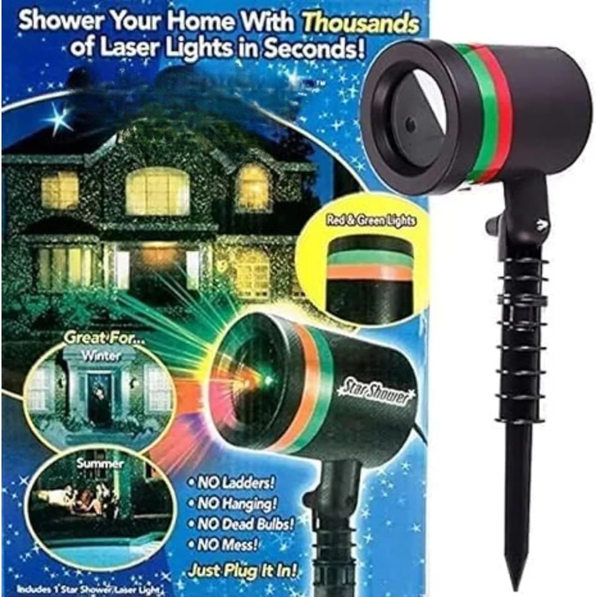 Indoor and Outdoor Laser Light Projector | Instantly Illuminate Your Home with Thousands of Dazzling Stars | Perfect for Parties, Holidays, and Décor Image