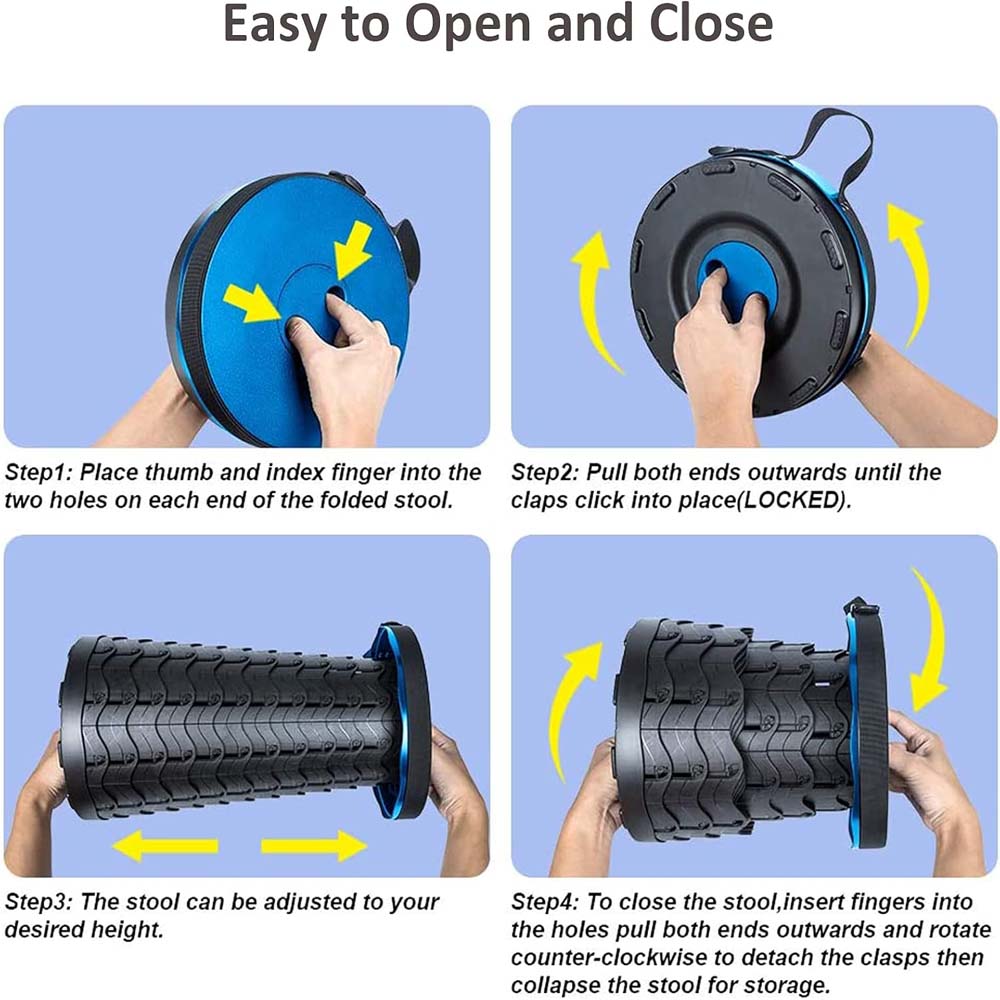 Portable Telescopic Stool - Lightweight Folding Seat for Camping, Fishing & Travel (397lb Capacity) Image