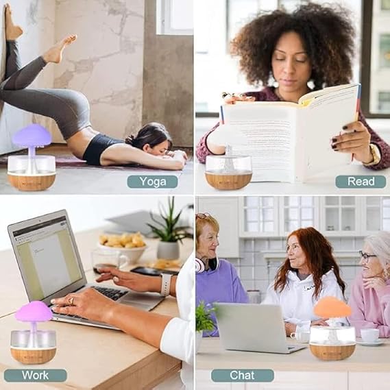 Rain Cloud Humidifier | Portable Mini 450ml Cool Mist Humidifier | USB Personal Desktop Humidifier with 7 LED Lights for Baby Bedroom, Travel, Office & Home Image