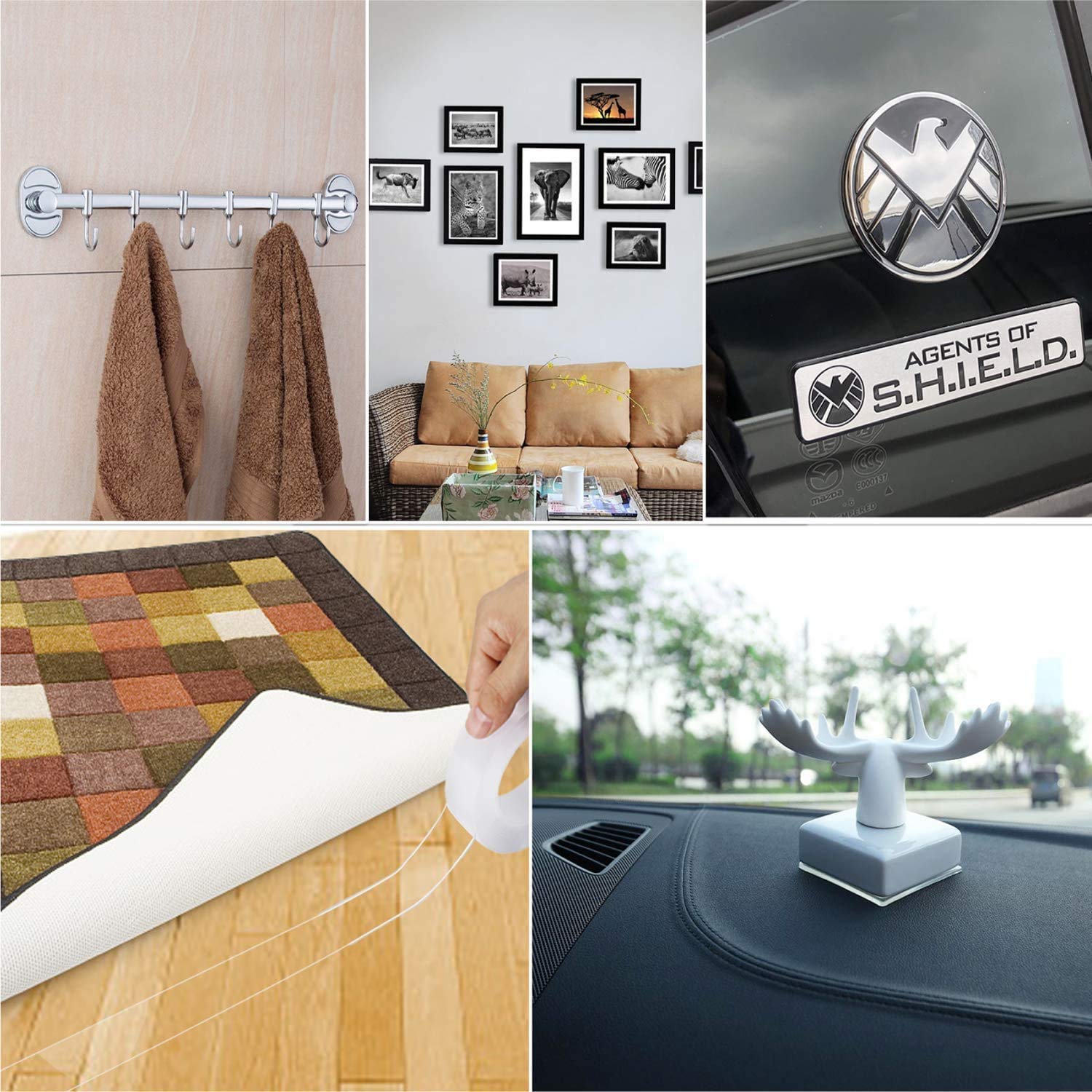 Strong Double-Sided Tape Heavy Duty | Perfect for Indoor Installation | No Screws or Drilling | Super Sticky, Non-Toxic, Non-Slip Adhesive Image