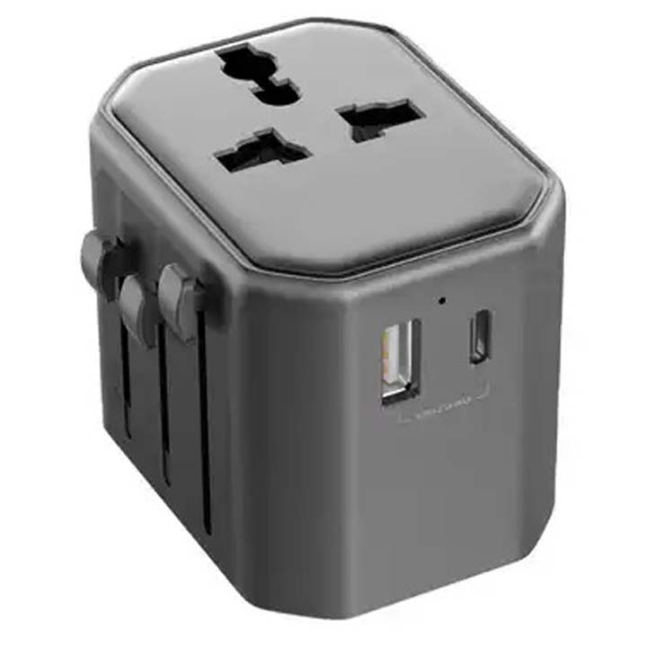 Universal Travel Adapter - All-in-One International Power Adapter with UK/US/AUS/EU Plugs & 4 USB Ports, Portable Outlet Charger Converter for Smartphones, Tablets, and More Image