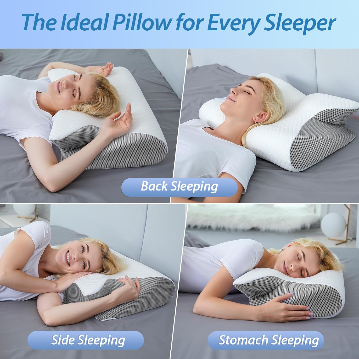 Memory Foam Cervical Pillow - 2-in-1 Ergonomic Orthopedic Pillow for Neck Pain Relief, All Sleeping Positions Image