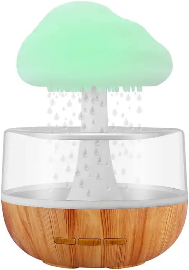 Rain Cloud Night Light Aromatherapy Humidifier Essential Oil Diffuser | 380ML 7-Color Night Light with 3 Power Levels, Water Drop Sound, Cold Fog for Sleep, Relaxation, Yoga, Bedroom, Home, Office (Multicolor) Image