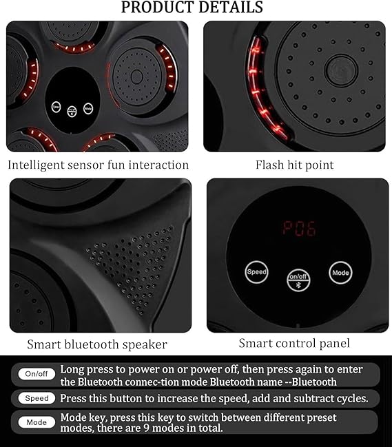 Music Boxing Machine | Smart Electronic Punching Equipment with LED Screen & Reaction Target for Home Exercise | Fun Gift Image