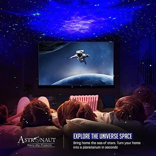 Astronaut Galaxy Star Projector Night Light | Astronaut LED Lamp with Timer & Remote | Starry Nebula Ceiling Projection | Aesthetic Room Decor for Gaming Room & Home Theater Image