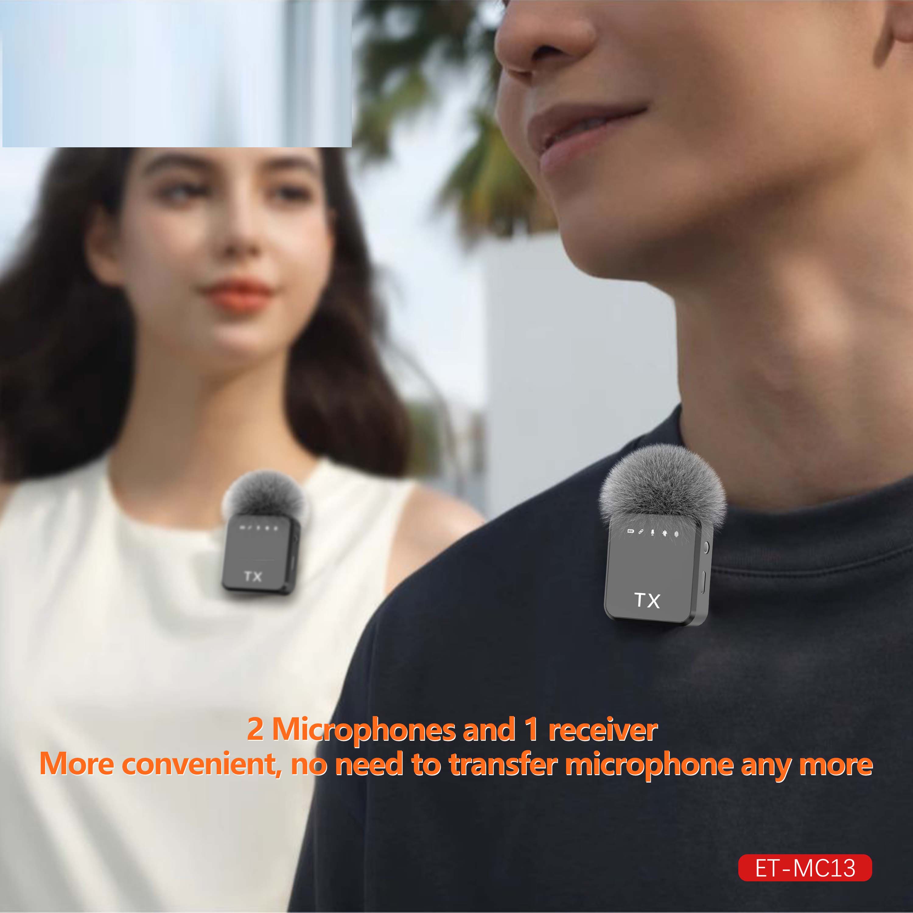3-in-1 Lavalier Wireless Microphone - 2pcs Wireless Mic  Compatible for iPhone, iPad, Android | Perfect for Video Recording, Gaming, and Live Streaming | Crystal-Clear Audio for Vlogging, Podcasts, and Interviews | Plug-and-Play Design | Compatible with iOS and Android Devices Image