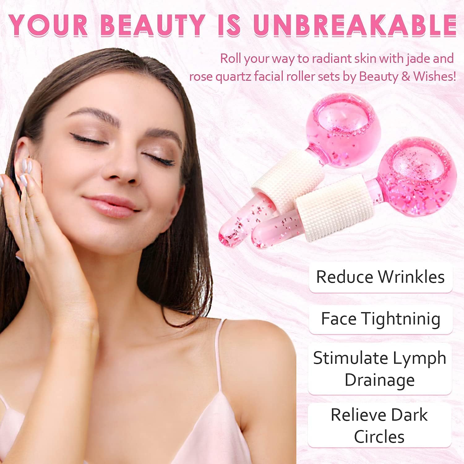 2-Pcs Facial Ice Globes. Cryo roller balls to reduce puffiness, dark circles & wrinkles. Cold therapy facial massager. Image