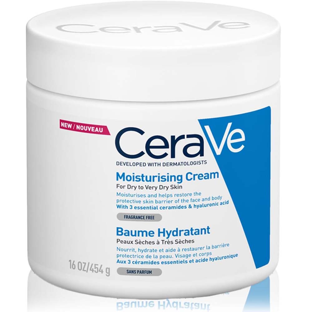 CeraVe Moisturizing Cream 454g - Hyaluronic Acid & Ceramides for Dry Skin, Face & Body Moisturizer, Fragrance-Free Image