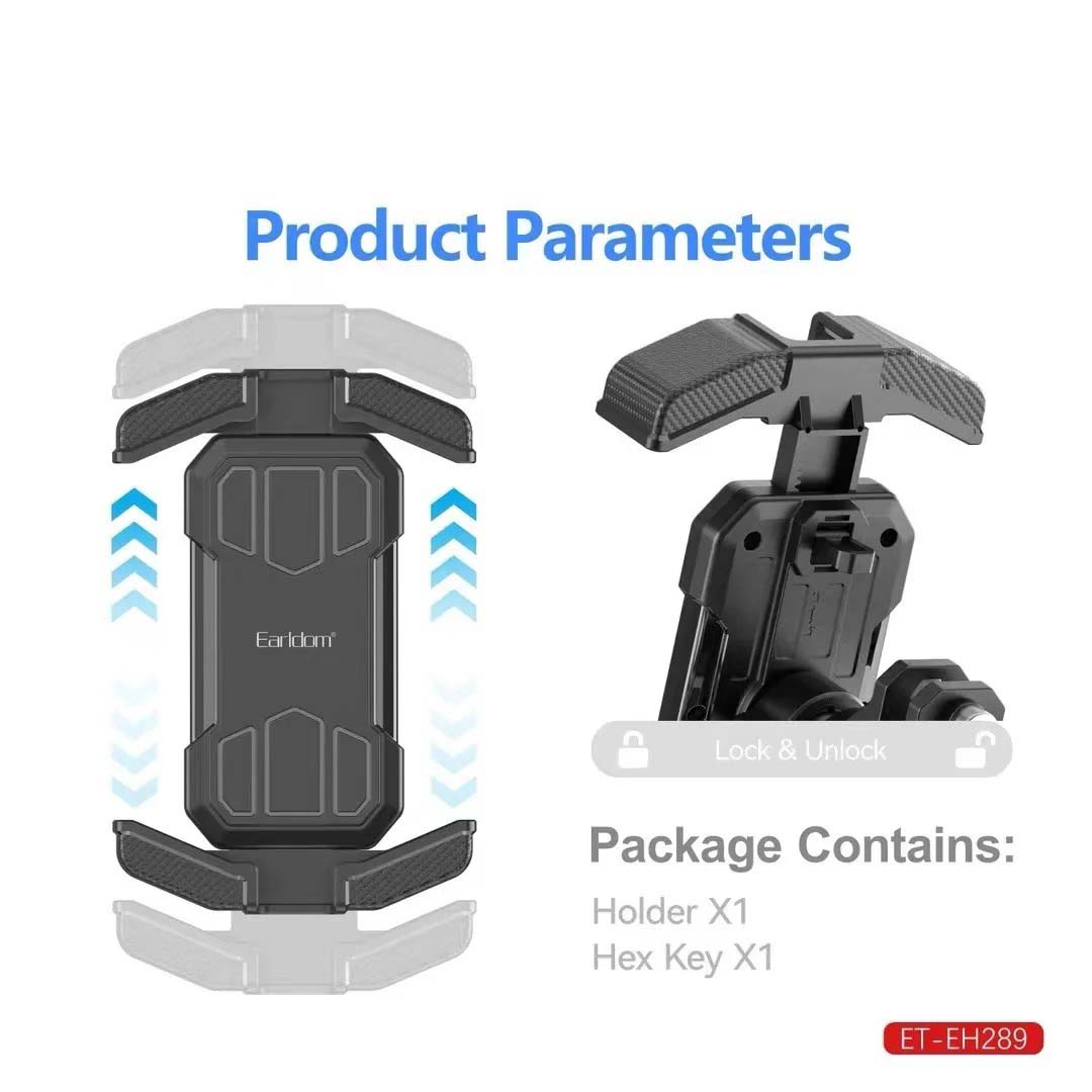 Universal Bike Mobile Stand (ET-EH289) | Adjustable Smartphone Holder for Bicycles, Motorcycles, and Bikes | One-Hand Operation, Multi-Perspective Adjustment, and Stable Clip Design Image