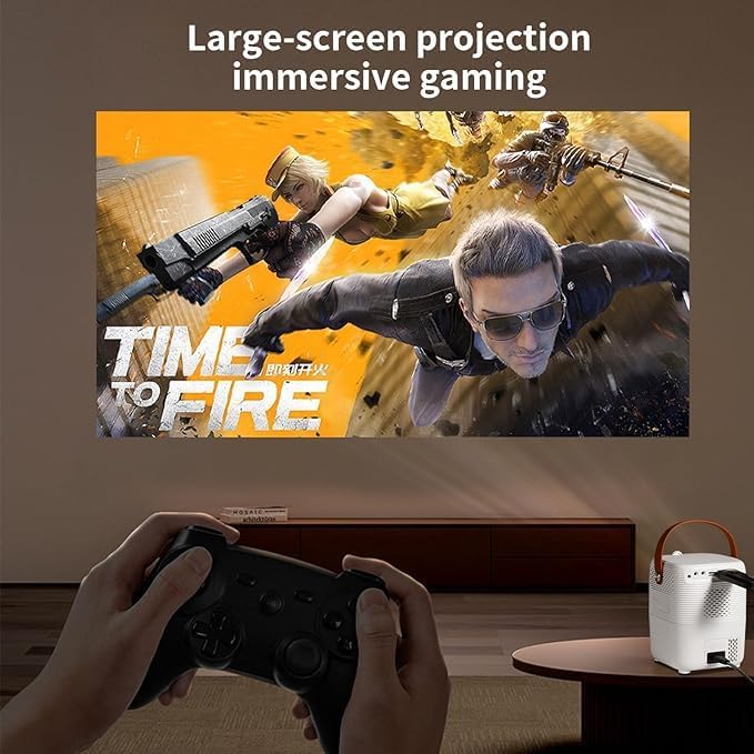 Portable Mini Projector | 1080P with 4K Ultra Clarity, Android 10.0, 5G Wi-Fi, Bluetooth, HDMI | Perfect for Home Cinema, Classroom, Office Image